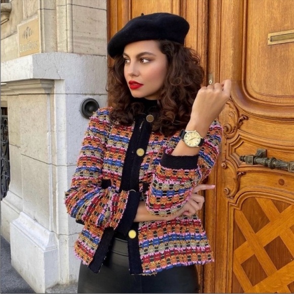 Zara Jacket Textured Cardigan Cropped Blazer Bloggers Favorite Multicolor Sz XS - Picture 2 of 13